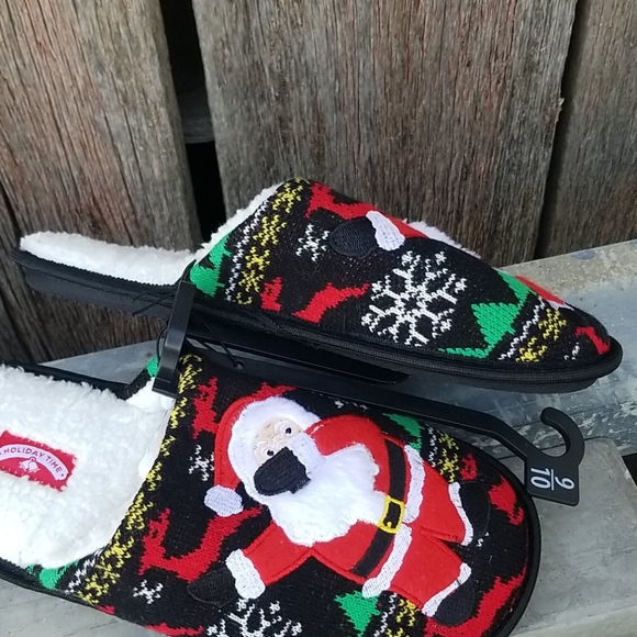 Santa Christmas Knit Mens Slippers - Picture 4 of 9